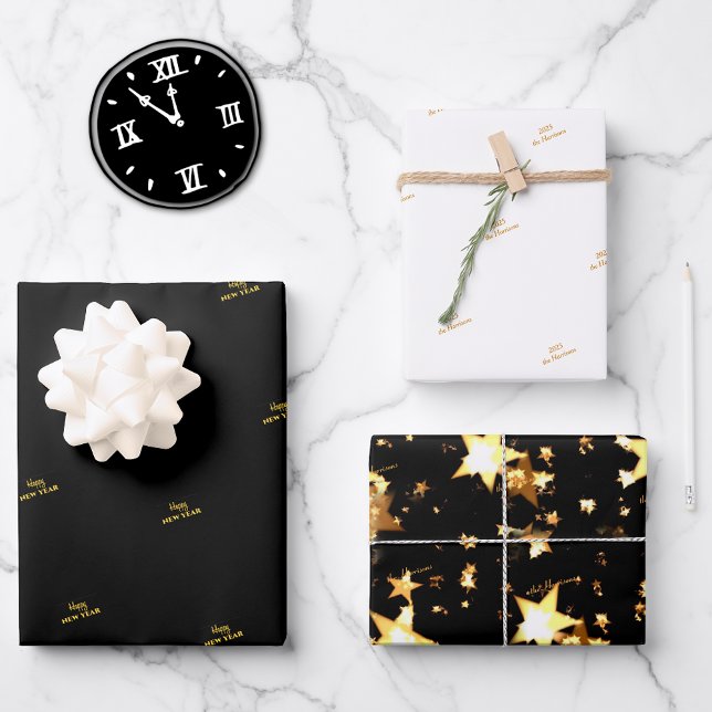 Names (3) Sheets Black Gold 19x29 Wrapping Paper (Creator Uploaded)