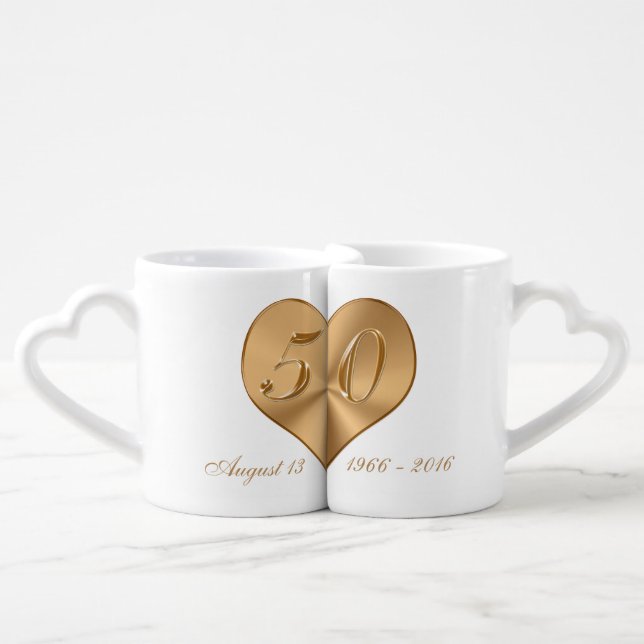 Names and Dates 50th Anniversary Mugs (Front Nesting)