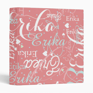 Names and Hearts Girly Strawberry  3 Ring Binder