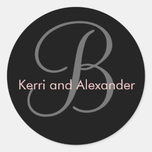 Names and Initial Monogram B Sticker Black & Pink