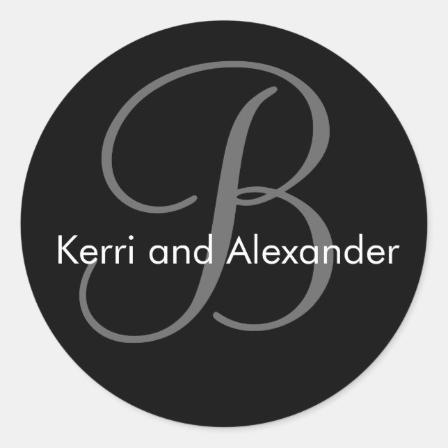 Names and Initial Monogram B Sticker Black & White (Front)