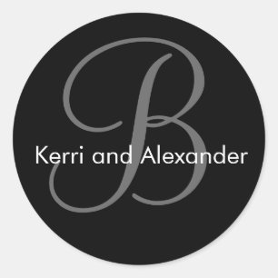 Names and Initial Monogram B Sticker Black & White