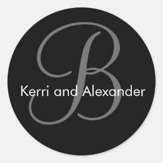 Names and Initial Monogram B Sticker Black & White