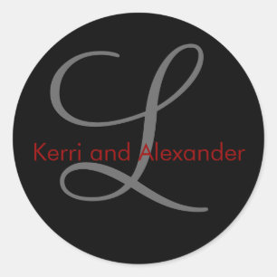 Names and Initial Monogram L Sticker Black & Red