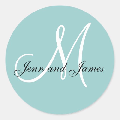 Names and Initial Monogram Sticker Blue  White