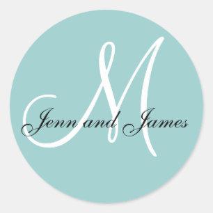 Names and Initial Monogram Sticker Blue & White