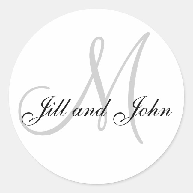 Names and Initial Monogram Wedding Favor Stickers (Front)