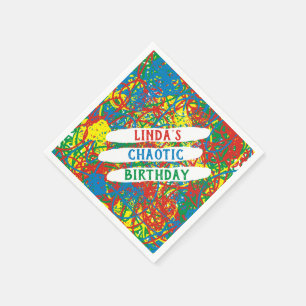 Name's Chaotic Birthday Red Blue Green Yellow Wild Napkins