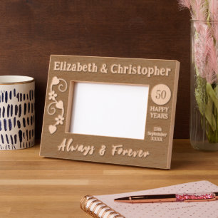 Names date 50 happy years golden anniversary engraved frames