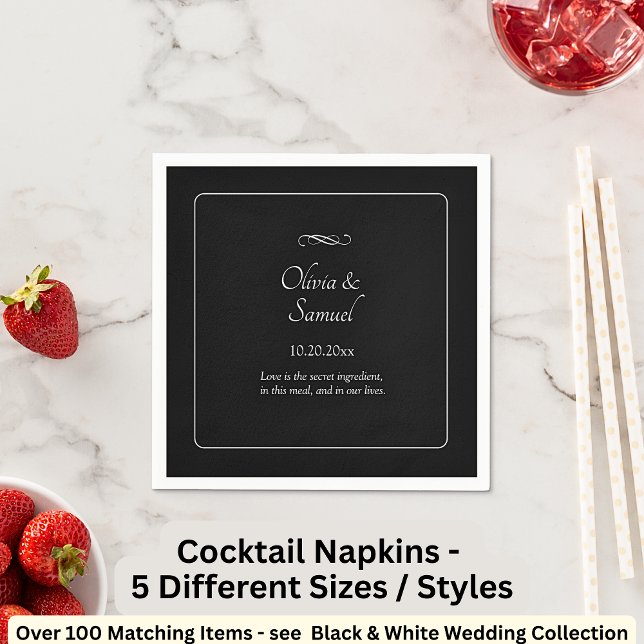 Names Date Message Black White Infinity Cocktail Napkins (Creator Uploaded)