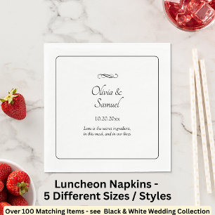 Names Date Message Black White Infinity Luncheon Napkins