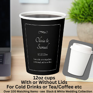 Names Date Message Black White Infinity Paper Cups