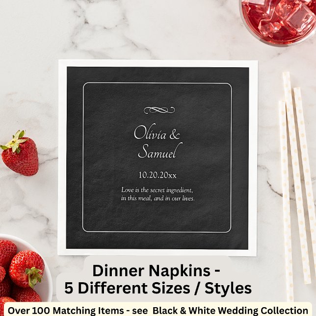 Names Date Message Black White Infinity  Paper Dinner Napkins (Creator Uploaded)