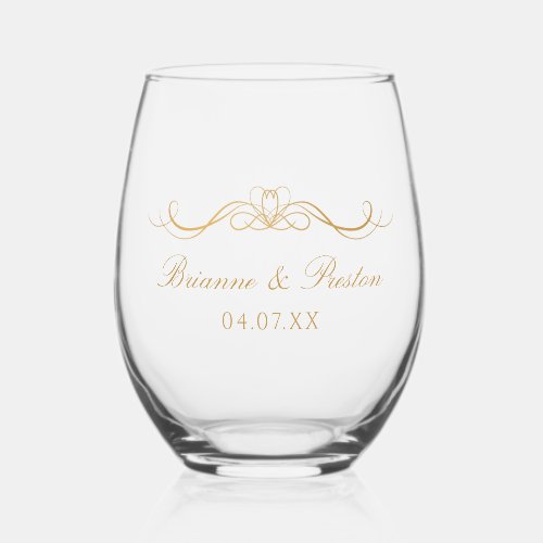 Names Date Modern Elegant Gold Script Wedding Gift