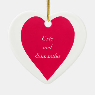 Names & Date Red Heart Ornament
