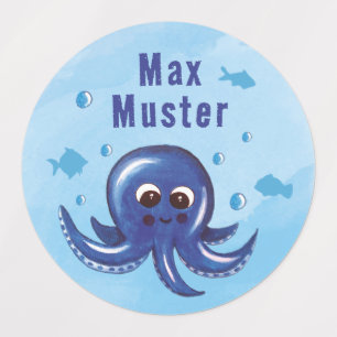 Names - Fish - Octopus 2   hand painted Kids' Labels