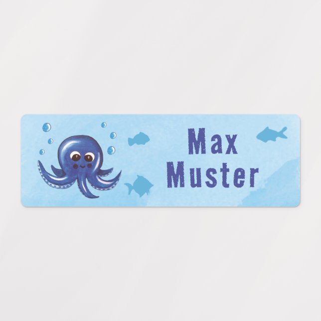 Names - Fish - Octopus - Hand painting | Kids' Labels (Design 1)