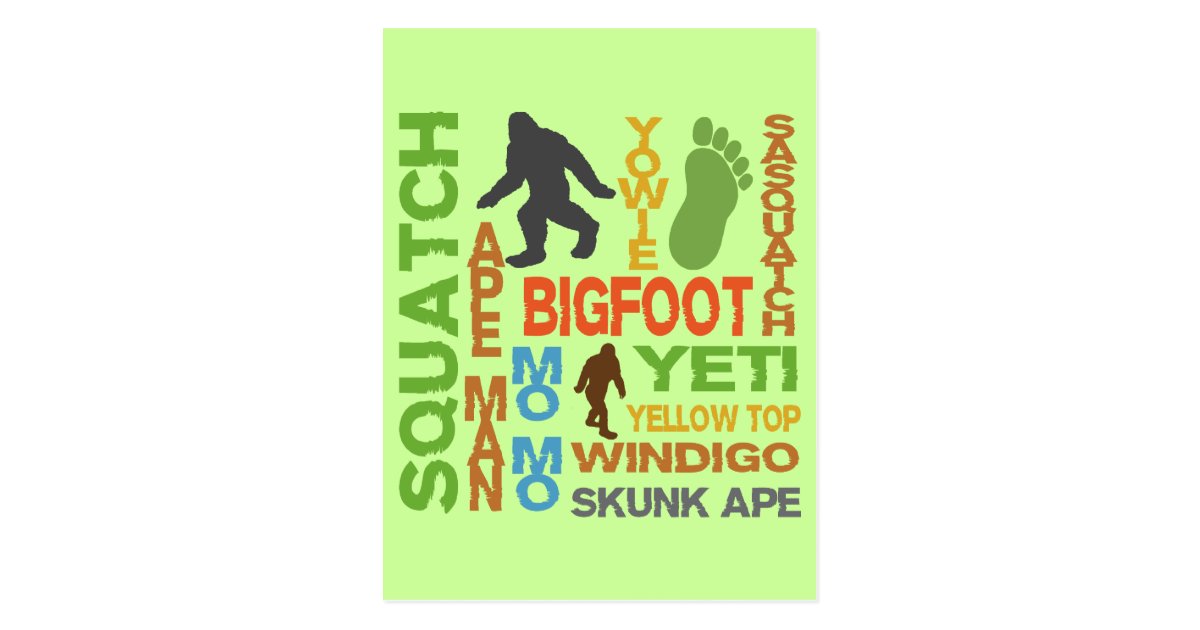Names for bigfoot postcard zazzle