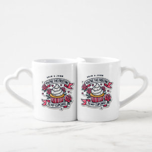 Names "Frosting to My Cupcake" Couple's Coffee Mug Set