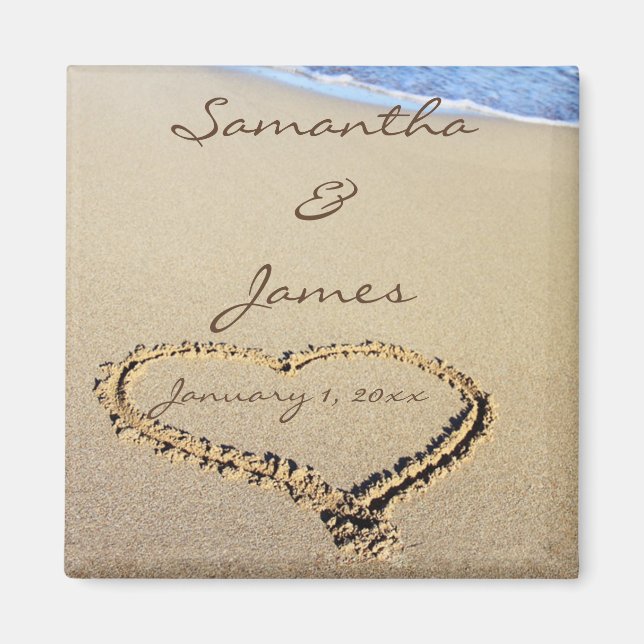 Names in the Sand Personal Wedding Magnet (Front)