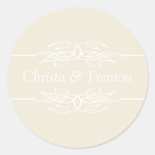 Names Invitation Eggshell Classic Round Sticker (Front)