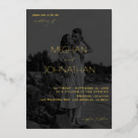 Names Modern Photo Black & Whit 6 Vertical Wedding Foil Invitation<br><div class="desc">Real Foil version.  Wow your friends and family with your beautiful real foil Rose Gold,  Gold,  or Silver Names Modern Photo Black & White 6 Vertical Real Foil Wedding Invitations.</div>
