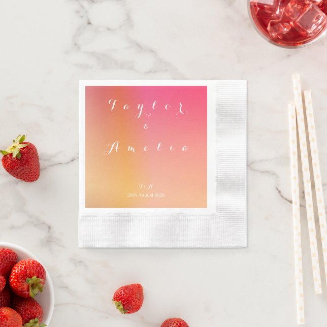 Names Monogram Minimal Gradient Wedding Napkins (Insitu)