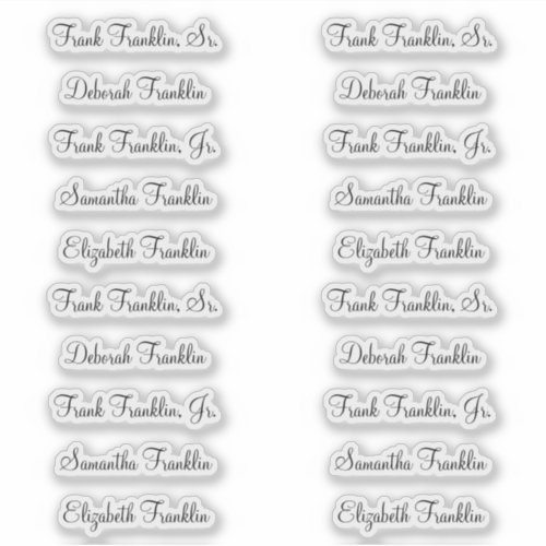 Names of 20 Guests Modern Elegant Calligraphy Sticker