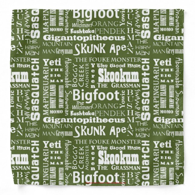 Names of Bigfoot Bandanna (Front)