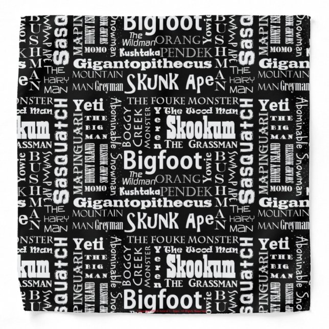 Names of Bigfoot Bandanna - Black (Front)