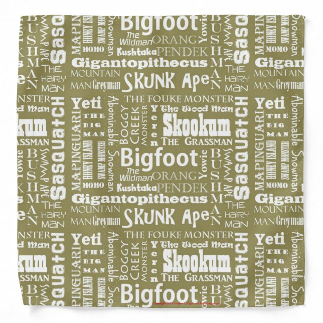 Names of Bigfoot Bandanna - Tan (Front)