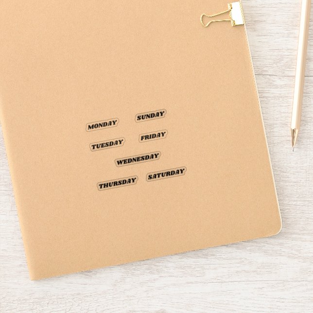 Names Of Days of the Week Planner Retro  Sticker (Notebook)
