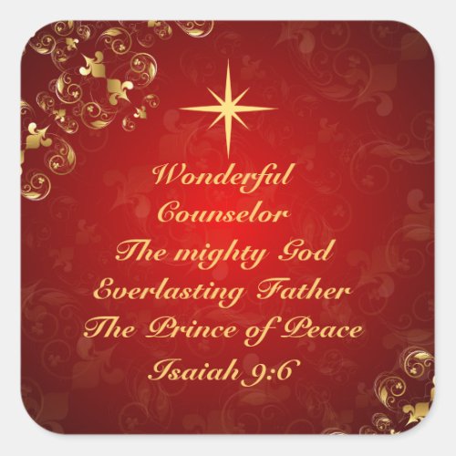 Names of God Bible Verse Isaiah 96 Christmas Square Sticker