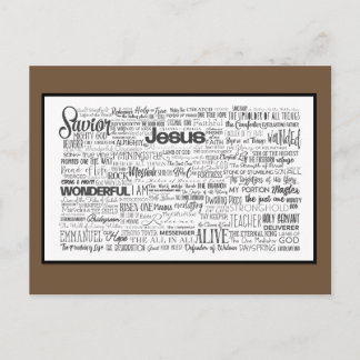 Names of God Brown White Postcard