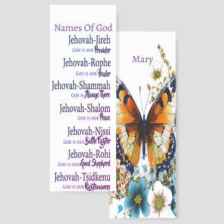 Names of God butterfly floral personalized Bookmarks