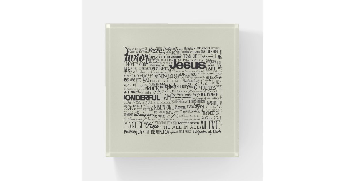 Typography Paperweight Names of God Christian Religious Text Typography Paperweight | Zazzle