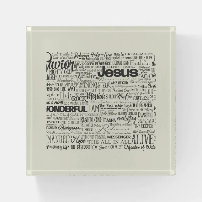 Names of God Christian Religious Text Typography Paperweight | Zazzle