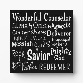 Names Of God From The Bible In Black And White Plaque by CandiCreations at Zazzle