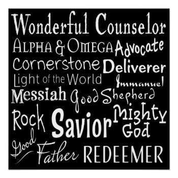 Names Of God From The Bible In Black And White Poster by CandiCreations at Zazzle