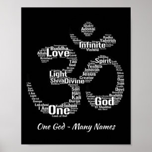 Names Of God In Om Symbol Yoga Inspired Aum Poster