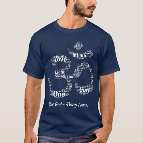 Names of God  in Om Symbol Yoga Inspired Aum T_Shirt