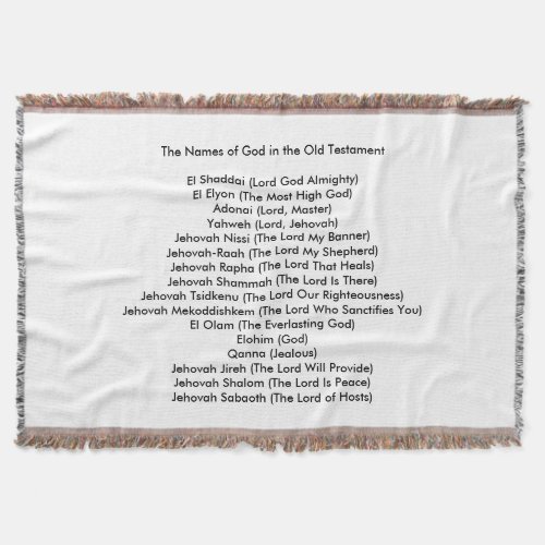 Names of God in the Old Testament Throw Blanket
