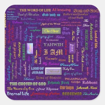 Names Of God Square Stickers by charlynsun at Zazzle