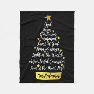 Names Of Jesus Christian Faith Christmas Tree  Fleece Blanket
