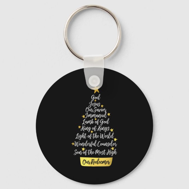 Names Of Jesus Christian Faith Christmas Tree  Keychain (Front)