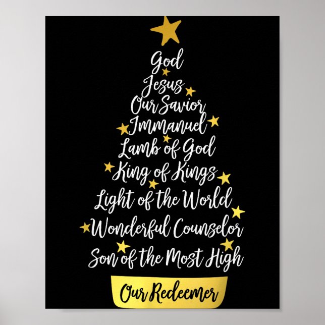 Names Of Jesus Christian Faith Christmas Tree  Poster (Front)