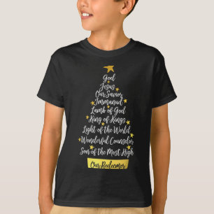 Names Of Jesus Christian Faith Christmas Tree T-Shirt