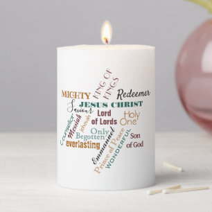 Names of Jesus Christmas Pillar Candle