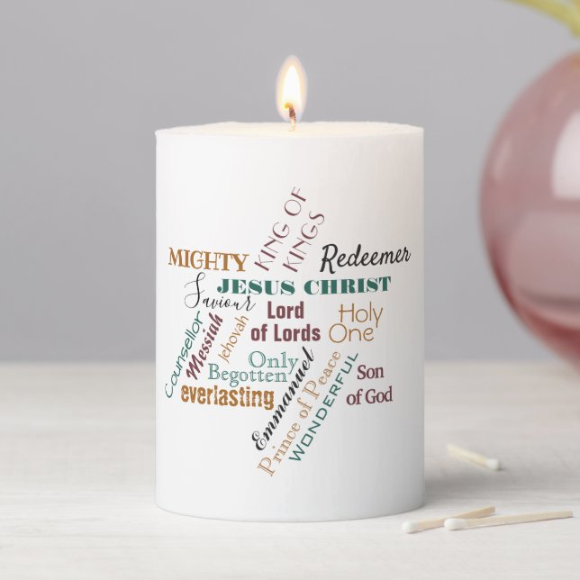 Names of Jesus Christmas Pillar Candle (In Situ)