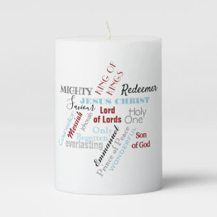 Names of Jesus Christmas Pillar Candle